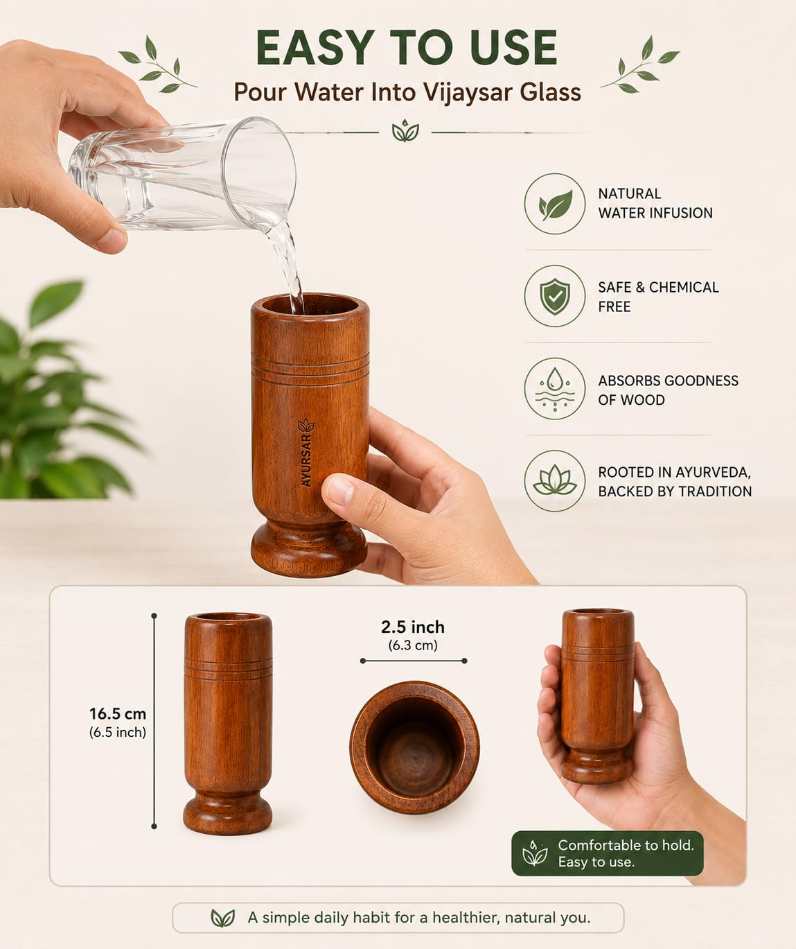 Original Vijaysar Wood Glass made from Authentic Vijaysar heartwood