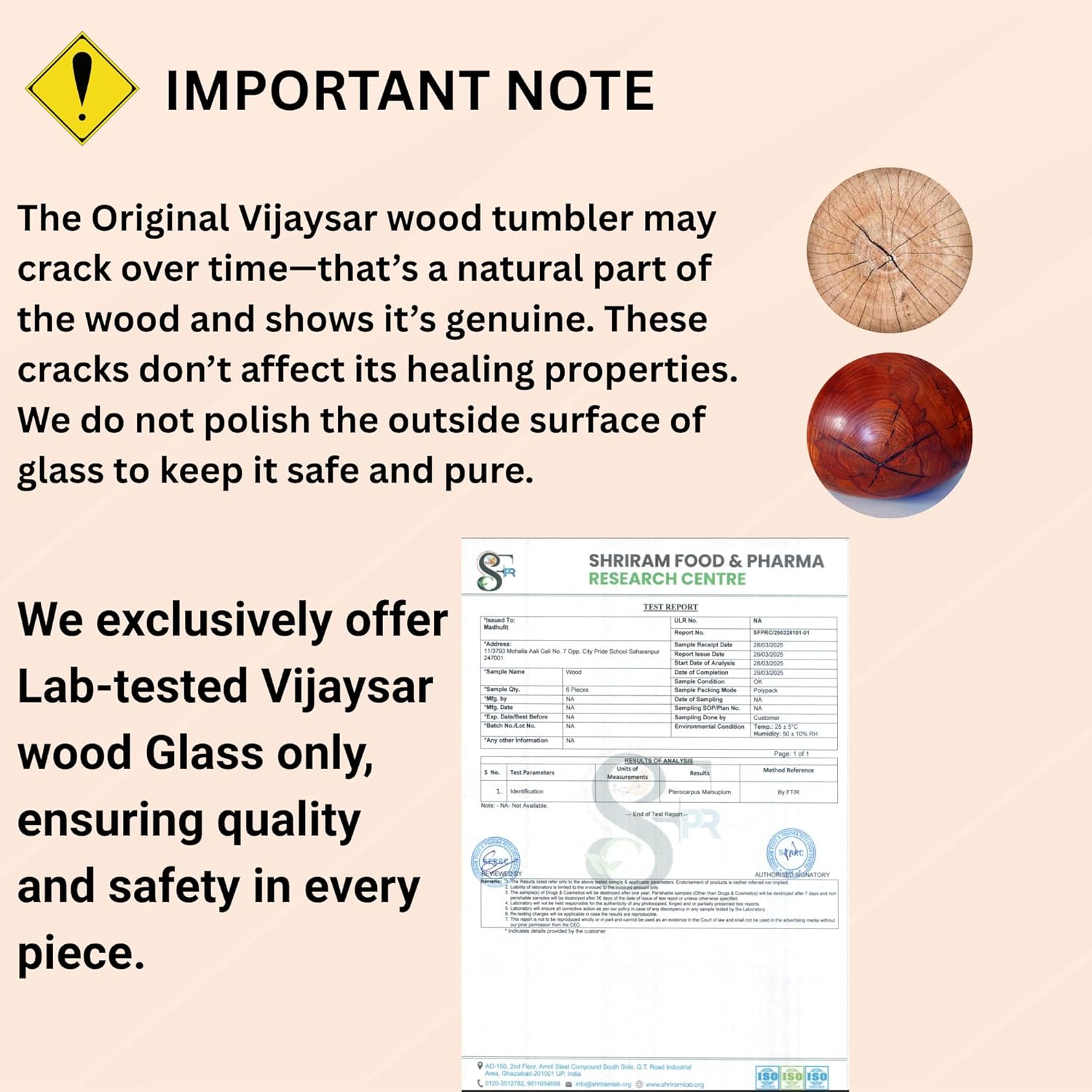 Original Vijaysar Wood Glass made from Authentic Vijaysar heartwood